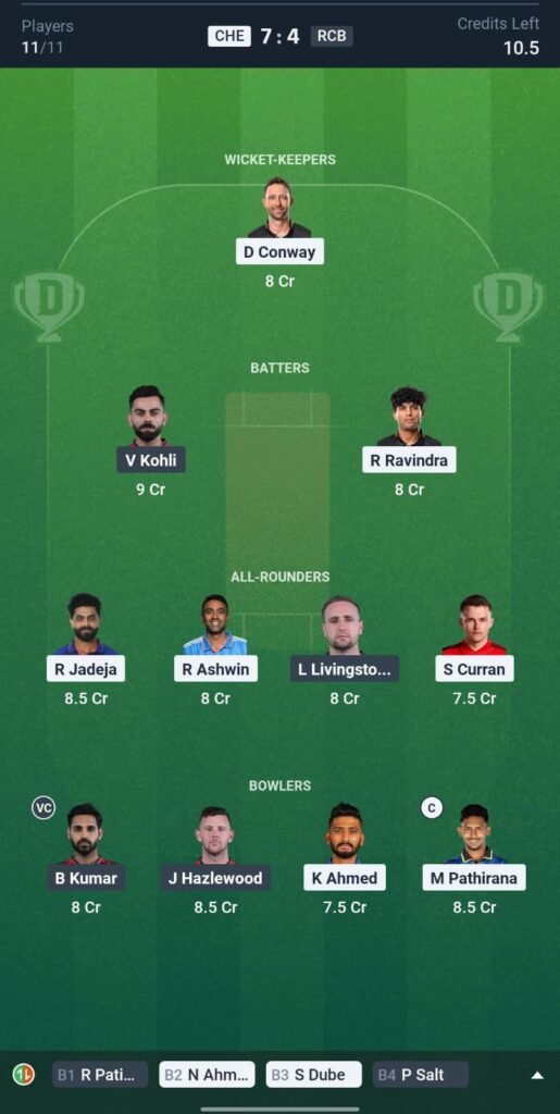 CSK vs RCB Dream 11